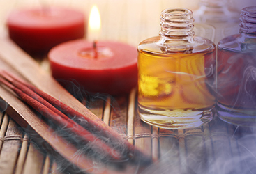 Ritual oils, candles, and incense used for psychic readings at Astrology Boutique in Chicago.